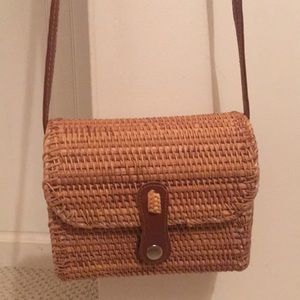 Brown, Straw crossbody bag